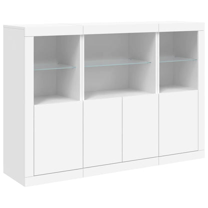 Sideboards with LED Lights 3 pcs Engineered Wood White