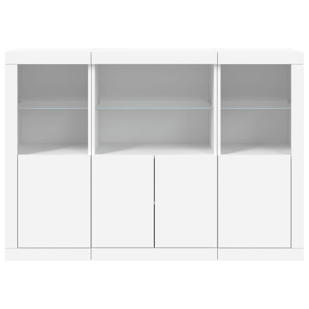 Sideboards with LED Lights 3 pcs Engineered Wood White