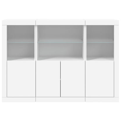 Sideboards with LED Lights 3 pcs Engineered Wood White