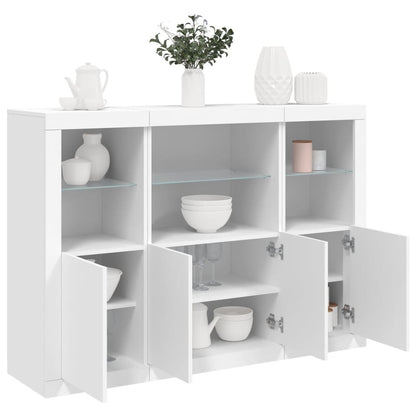 Sideboards with LED Lights 3 pcs Engineered Wood White