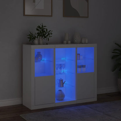 Sideboards with LED Lights 3 pcs Engineered Wood White