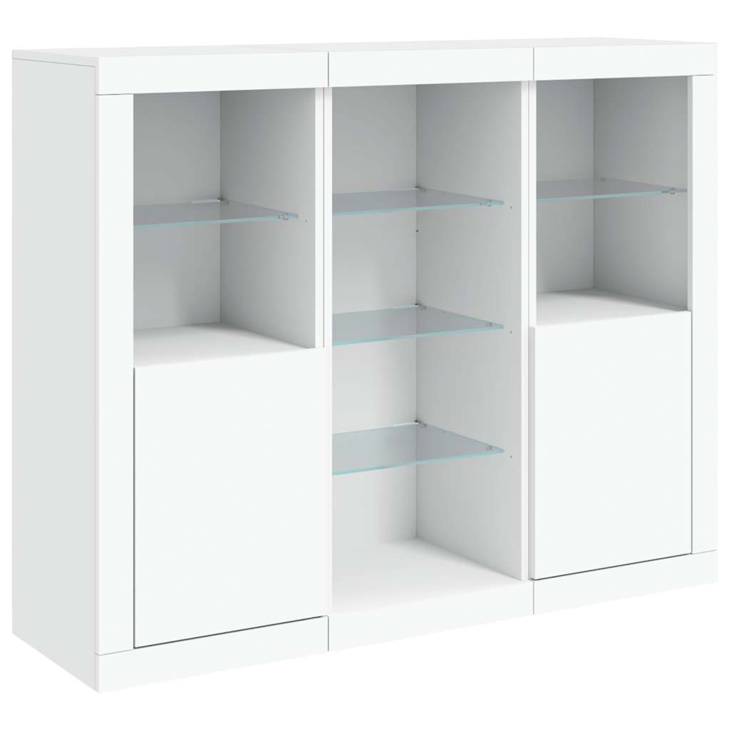 Sideboards with LED Lights 3 pcs Engineered Wood White