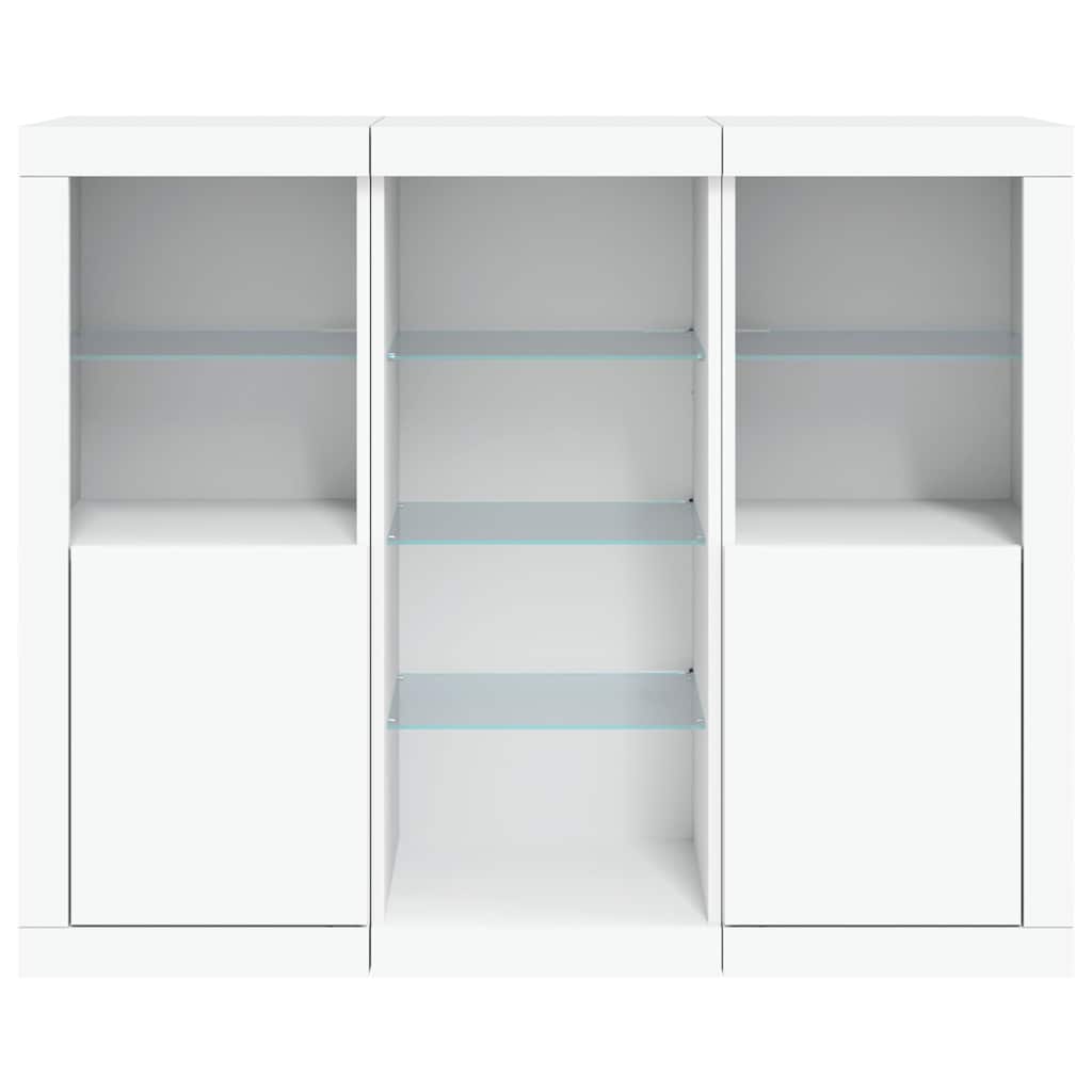 Sideboards with LED Lights 3 pcs Engineered Wood White