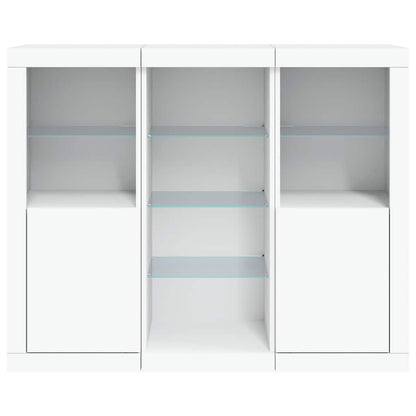 Sideboards with LED Lights 3 pcs Engineered Wood White