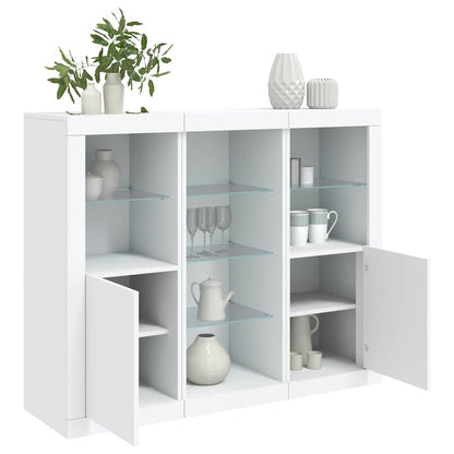 Sideboards with LED Lights 3 pcs Engineered Wood White