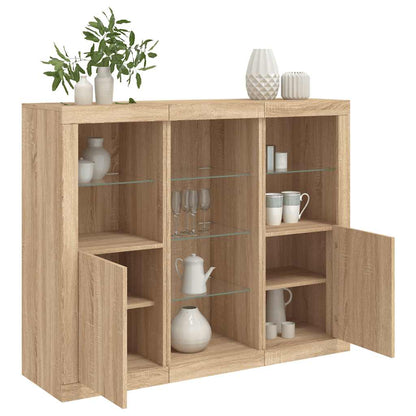 Sideboards with LED Lights 3 pcs Engineered Wood Sonoma oak