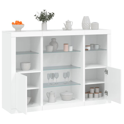 Sideboards with LED Lights 3 pcs Engineered Wood White