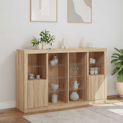 vidaXL Sideboards with LED Lights 3 pcs Sonoma Oak Engineered Wood 4