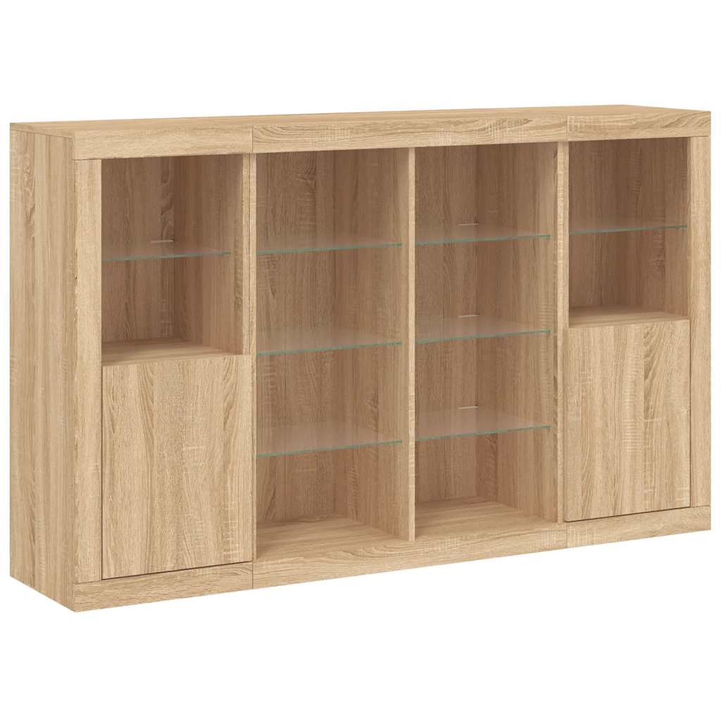vidaXL Sideboards with LED Lights 3 pcs Sonoma Oak Engineered Wood 5