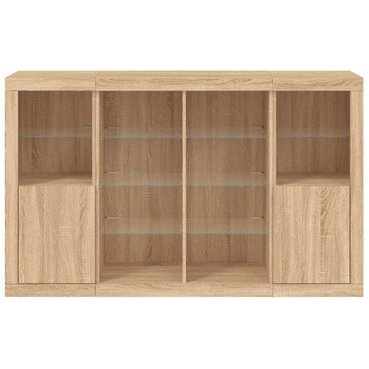 vidaXL Sideboards with LED Lights 3 pcs Sonoma Oak Engineered Wood 6