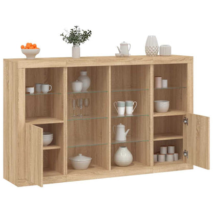 vidaXL Sideboards with LED Lights 3 pcs Sonoma Oak Engineered Wood 1