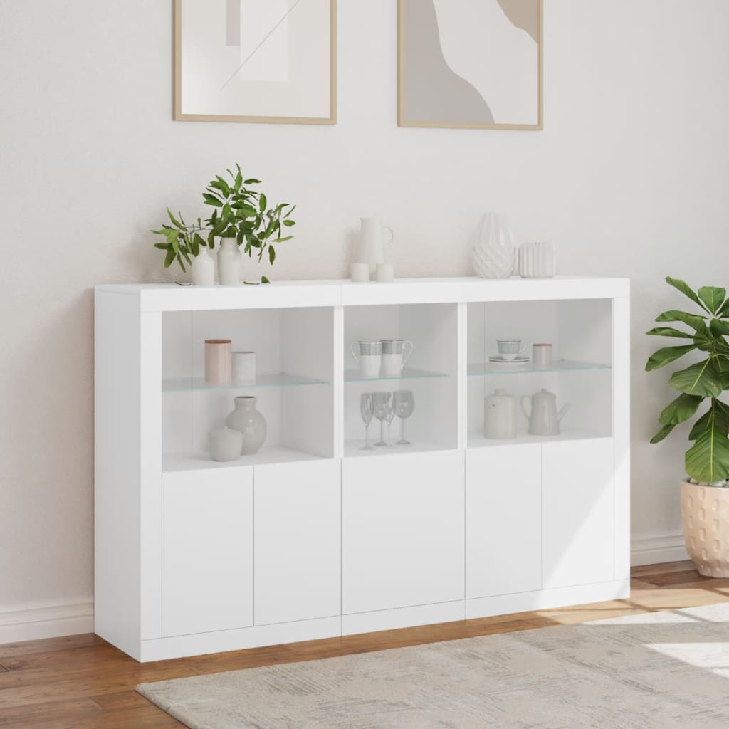 Sideboard with LED Lights 162x37x100 cm White