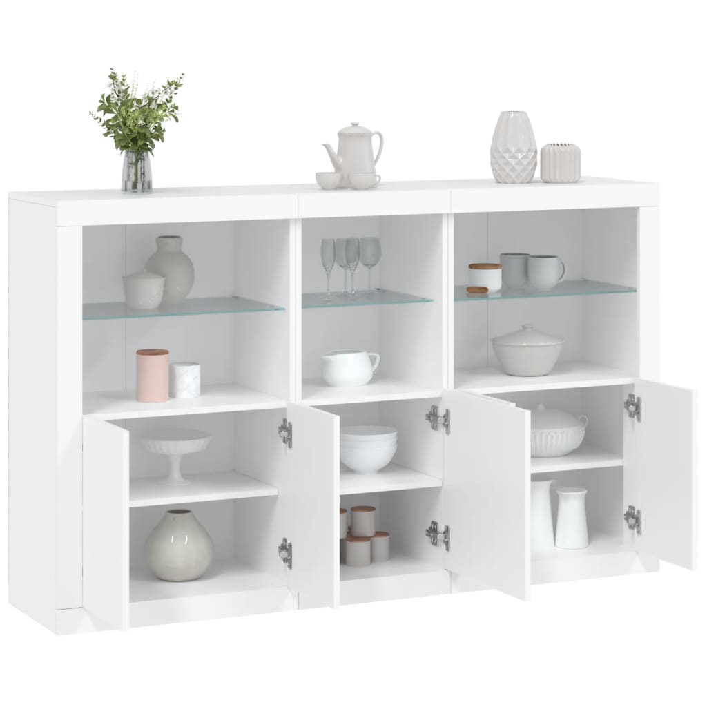 Sideboard with LED Lights 162x37x100 cm White