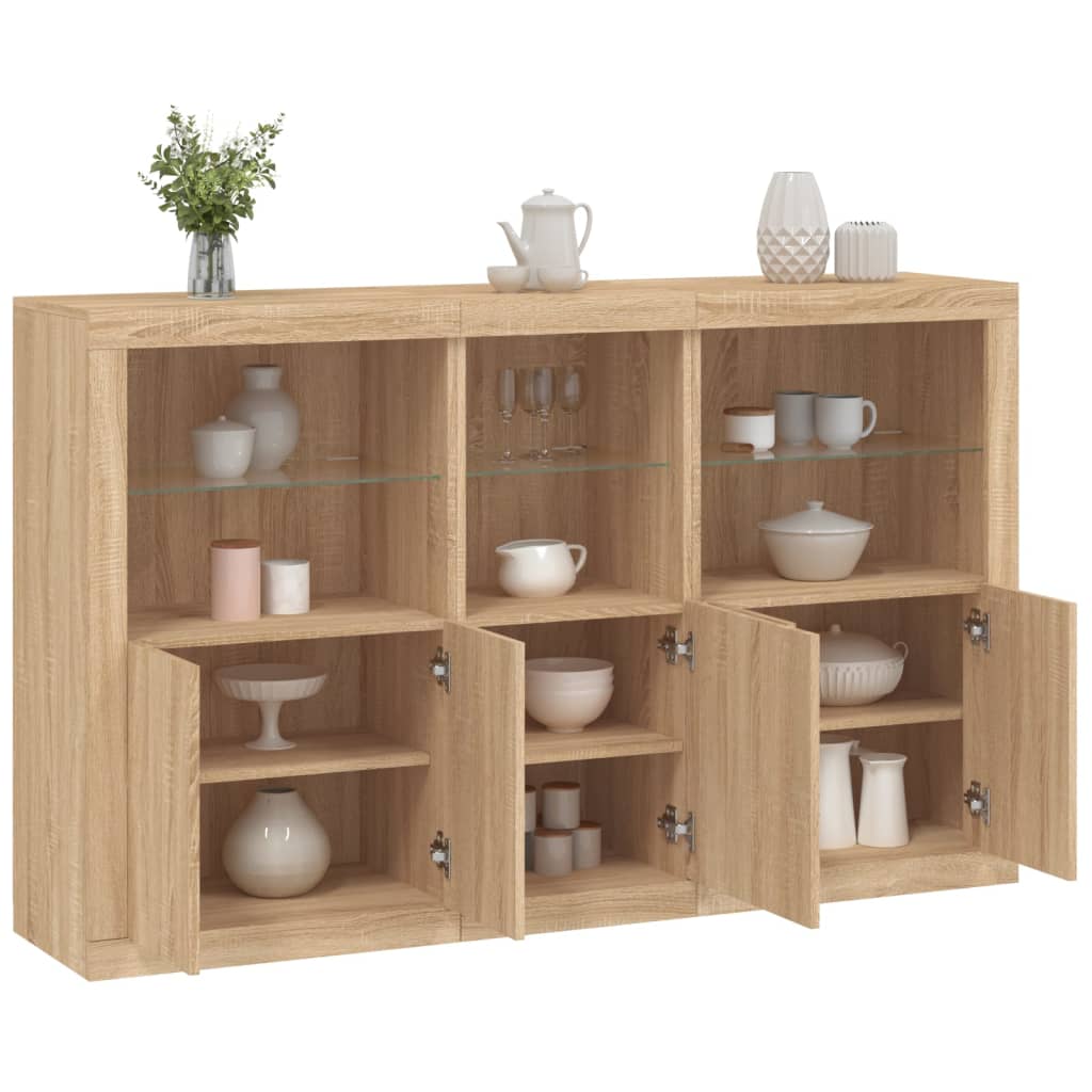 Sideboard with LED Lights 162x37x100 cm Sonoma oak