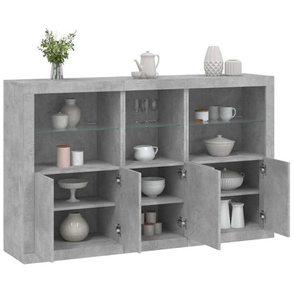Sideboard with LED Lights 162x37x100 cm Concrete grey