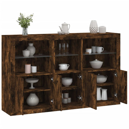 Sideboard with LED Lights 162x37x100 cm Smoked oak