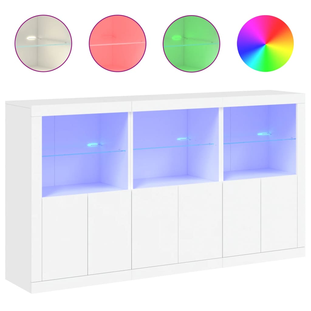 Sideboard with LED Lights 181,5x37x100 cm White