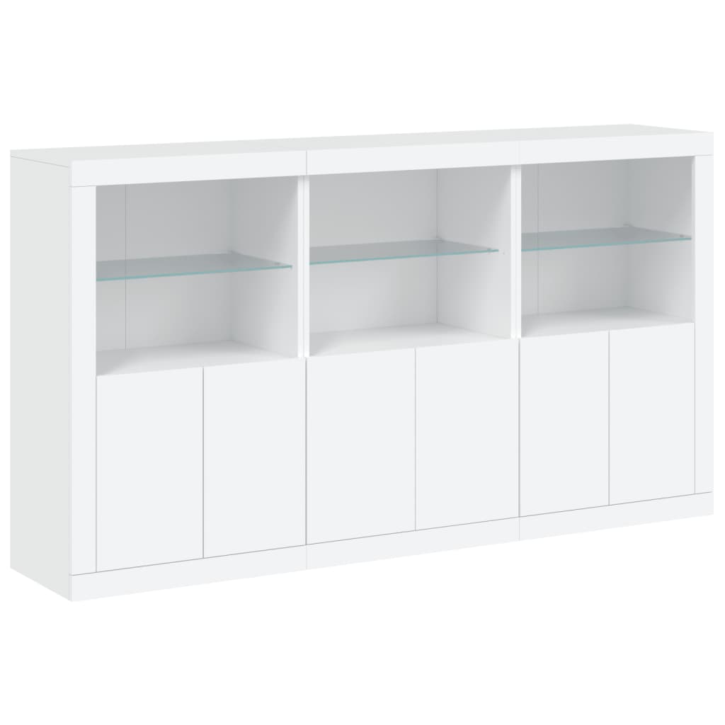 Sideboard with LED Lights 181,5x37x100 cm White