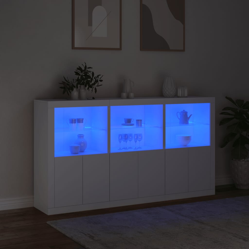 Sideboard with LED Lights 181,5x37x100 cm White