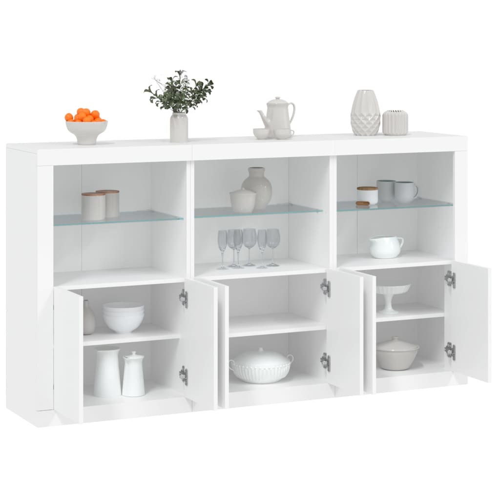 Sideboard with LED Lights 181,5x37x100 cm White