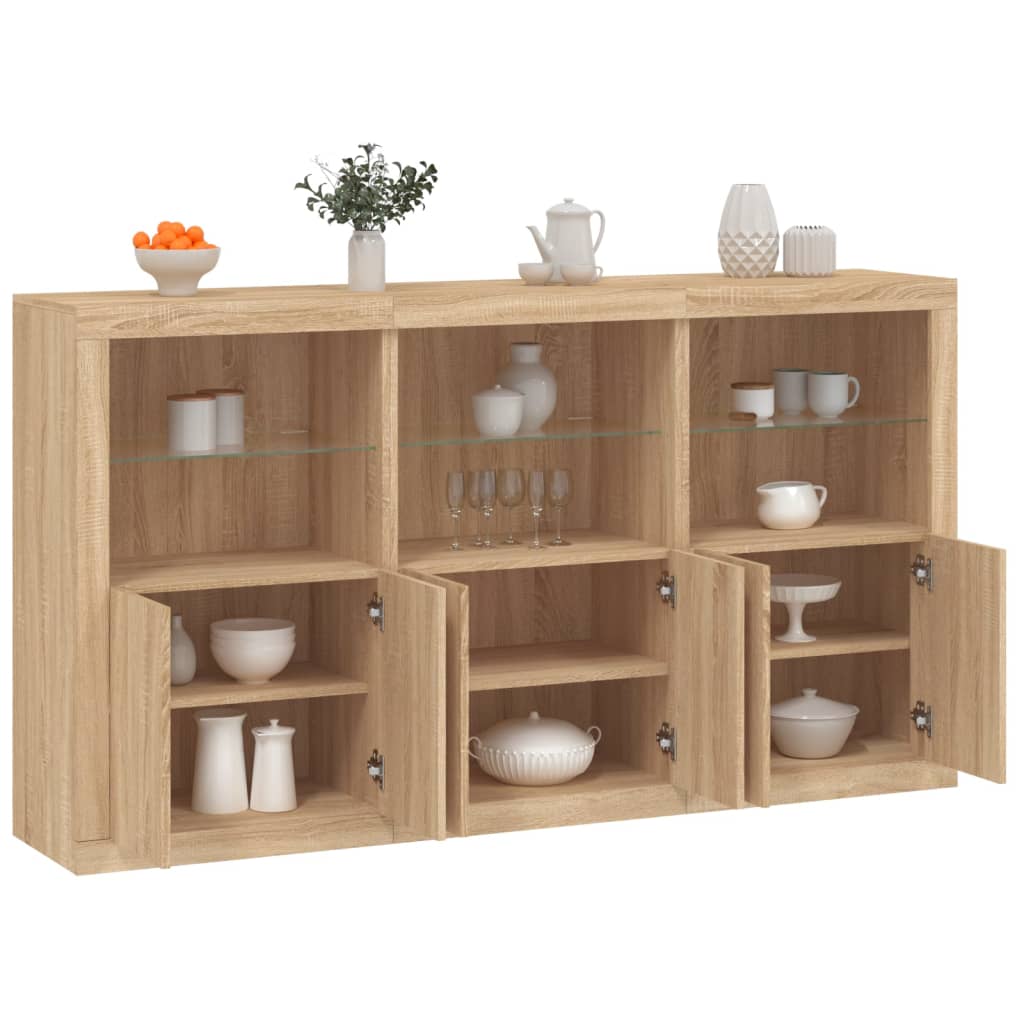 Sideboard with LED Lights 181,5x37x100 cm Sonoma oak