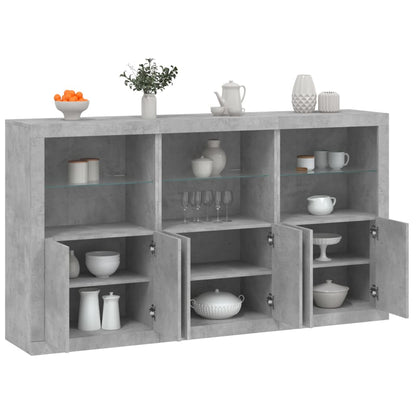 Sideboard with LED Lights 181,5x37x100 cm Concrete grey