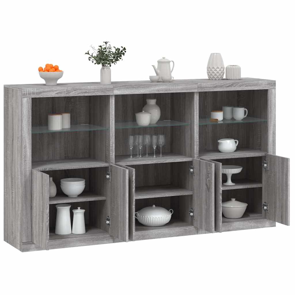 Sideboard with LED Lights 181,5x37x100 cm Grey sonoma