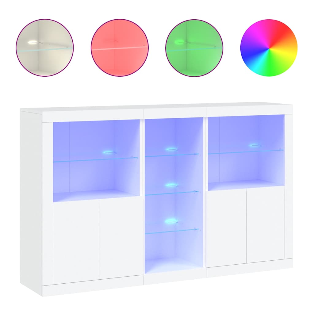 Sideboard with LED Lights 162x37x100 cm White