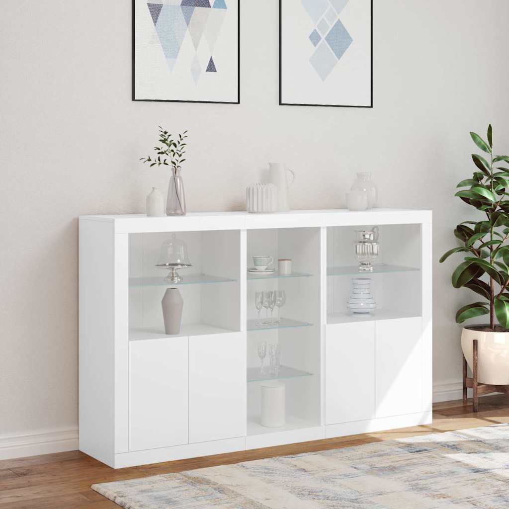 Sideboard with LED Lights 162x37x100 cm White