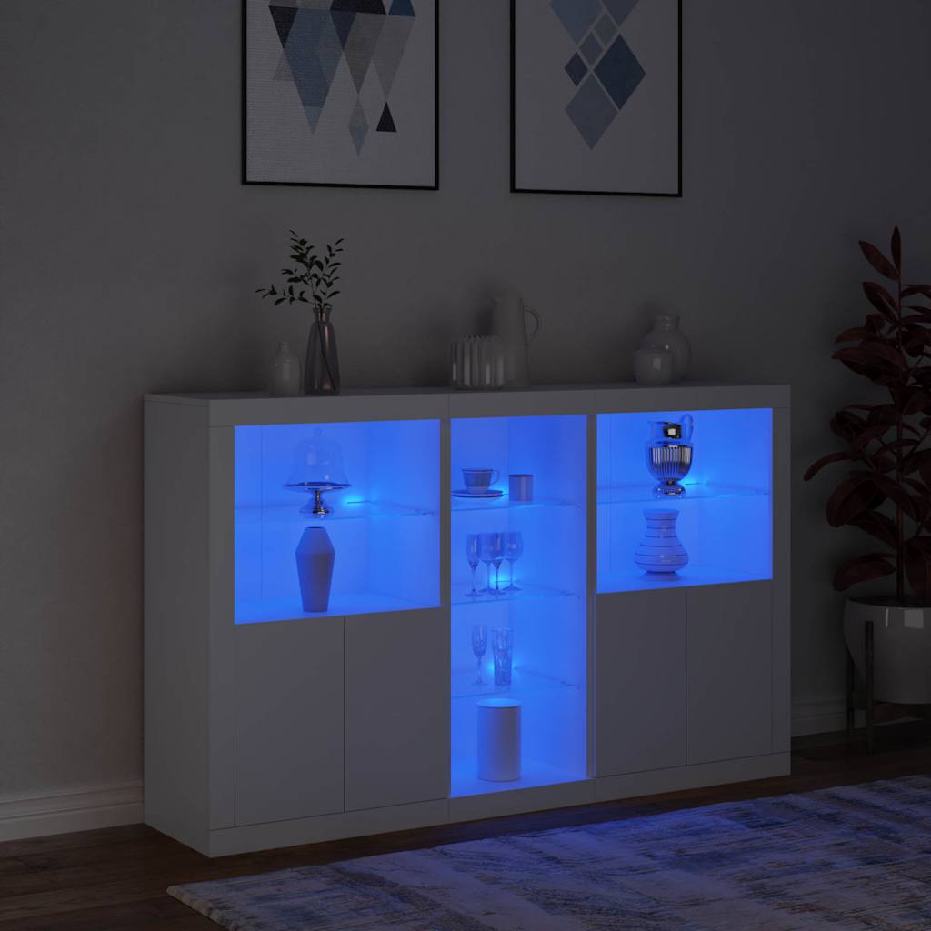 Sideboard with LED Lights 162x37x100 cm White
