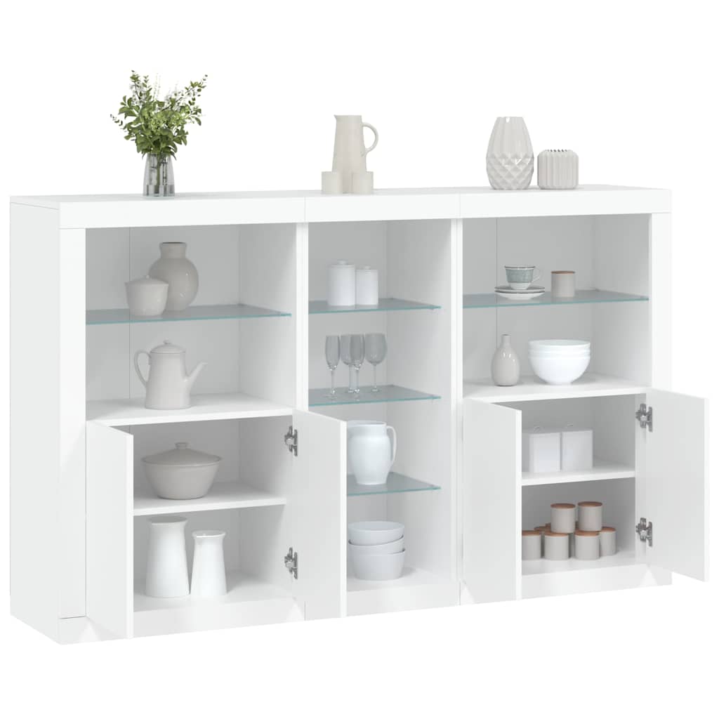 Sideboard with LED Lights 162x37x100 cm White