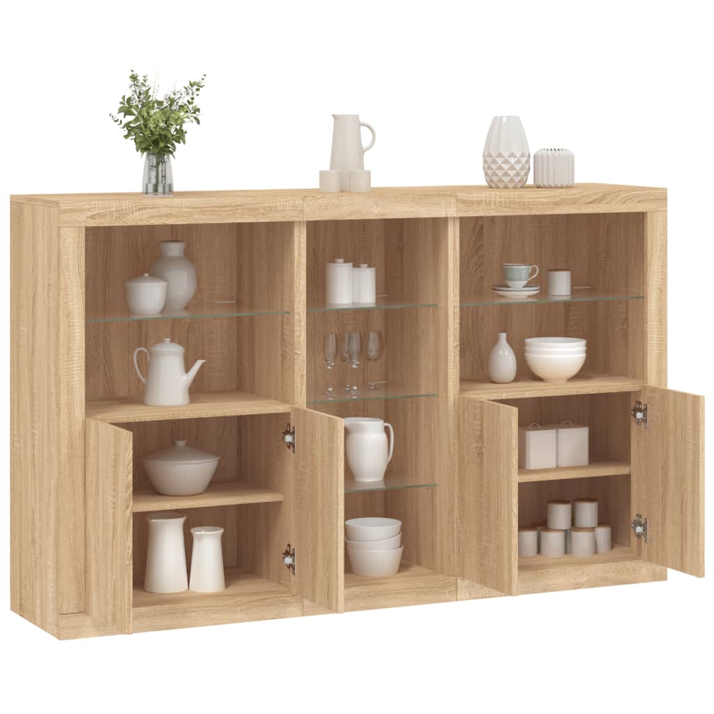 Sideboard with LED Lights 162x37x100 cm Sonoma oak