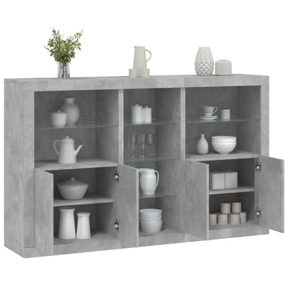 Sideboard with LED Lights 162x37x100 cm Concrete grey
