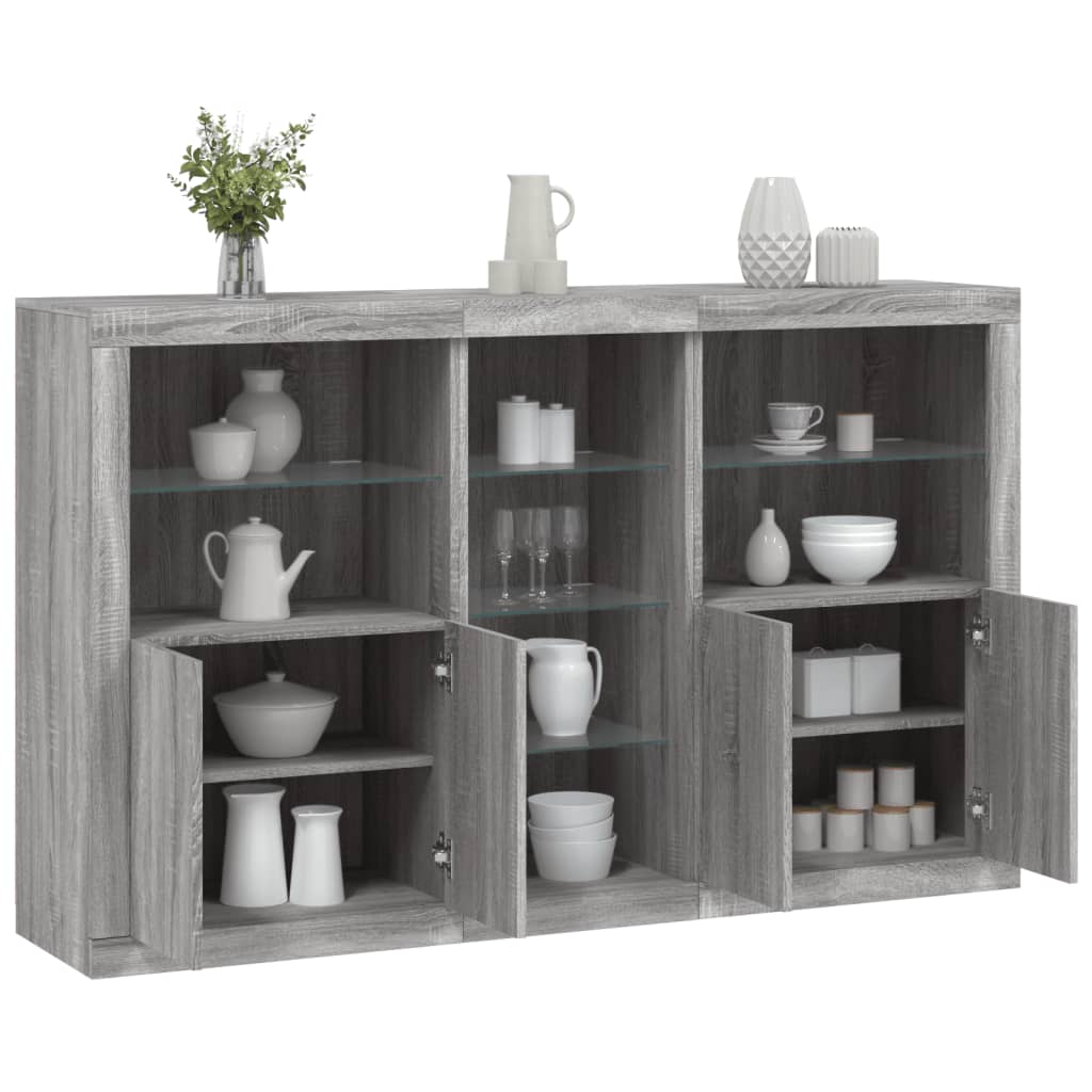 Sideboard with LED Lights 162x37x100 cm Grey sonoma