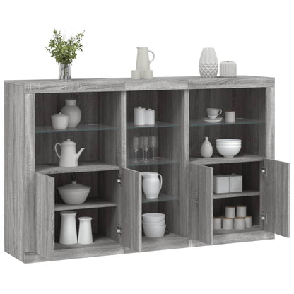 Sideboard with LED Lights 162x37x100 cm Grey sonoma