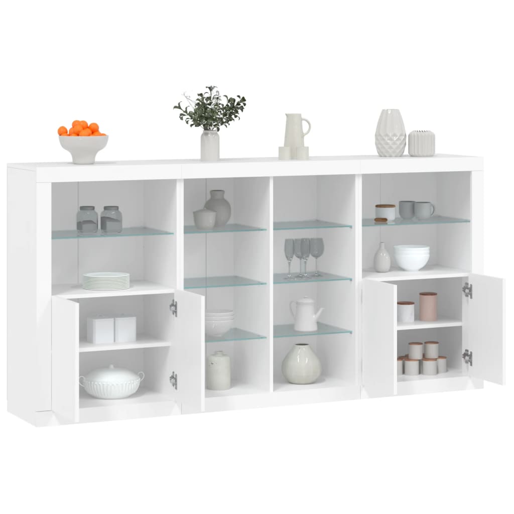 Sideboard with LED Lights 202x37x100 cm White