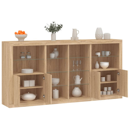Sideboard with LED Lights 202x37x100 cm Sonoma oak