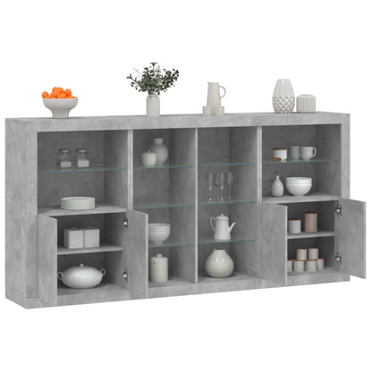 Sideboard with LED Lights 202x37x100 cm Concrete grey