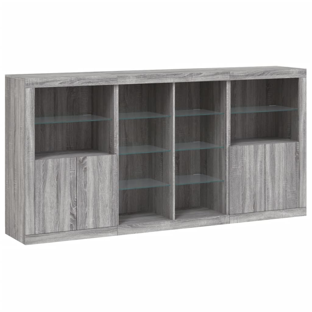 Sideboard with LED Lights 202x37x100 cm Grey sonoma