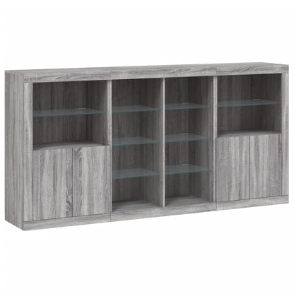 Sideboard with LED Lights 202x37x100 cm Grey sonoma