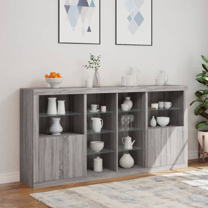 vidaXL Sideboard with LED Lights Grey Sonoma 202x37x100 cm 3