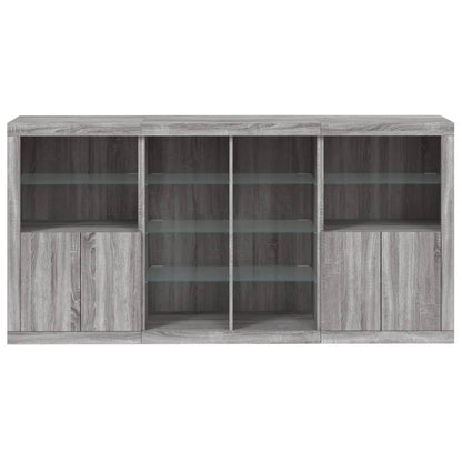 vidaXL Sideboard with LED Lights Grey Sonoma 202x37x100 cm 6