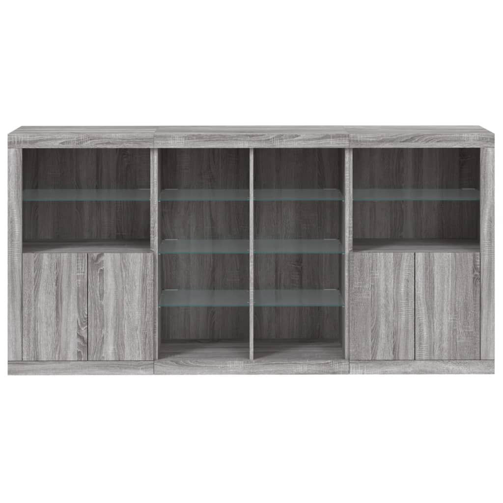 Sideboard with LED Lights 202x37x100 cm Grey sonoma