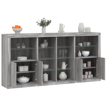 vidaXL Sideboard with LED Lights Grey Sonoma 202x37x100 cm 1