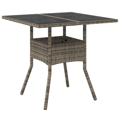 Garden Table with Top 80x80x75 cm Poly Rattan Grey Glass