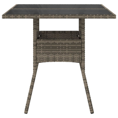 Garden Table with Top 80x80x75 cm Poly Rattan Grey Glass