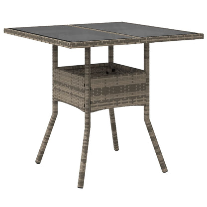 Garden Table with Top 80x80x75 cm Poly Rattan Grey Glass