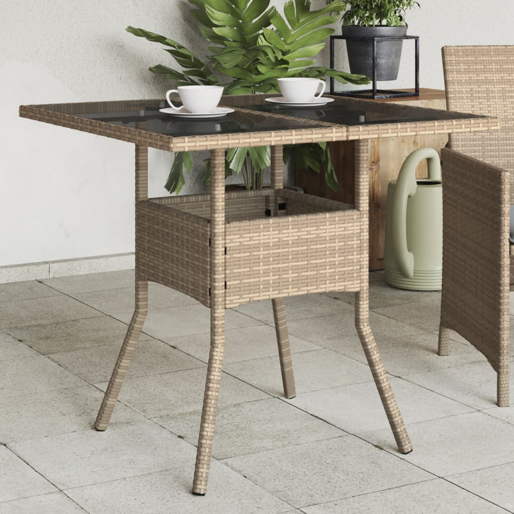 vidaXL Garden Table with Top 80x80x75 cm Poly Rattan