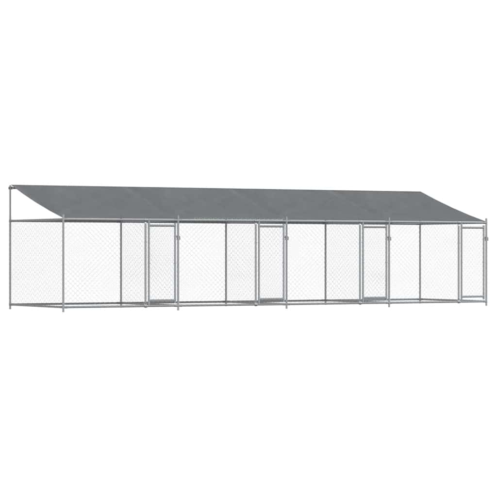 vidaXL Dog Cage with Roof and Doors Grey 8x2x2 m Galvanised Steel 2