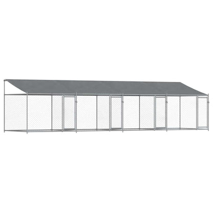 vidaXL Dog Cage with Roof and Doors Grey 8x2x2 m Galvanised Steel 2